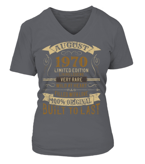 August 1970 50th Birthday Vintage Limited Edition V-neck T-Shirt Woman