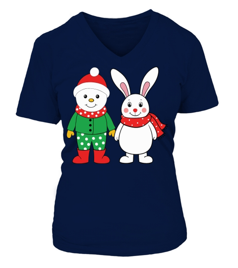 Christmas Rabbit 13 V-neck T-Shirt Woman