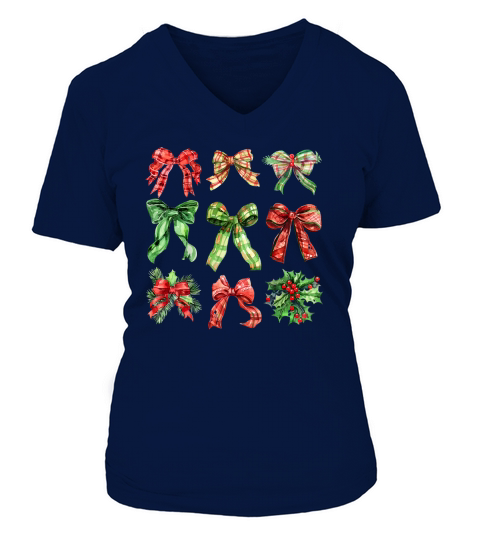coquette christmas bow 5 V-neck T-Shirt Woman