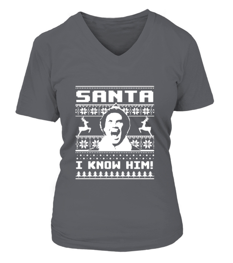 ELF Santa I know him Ugly Xmas V-neck T-Shirt Woman
