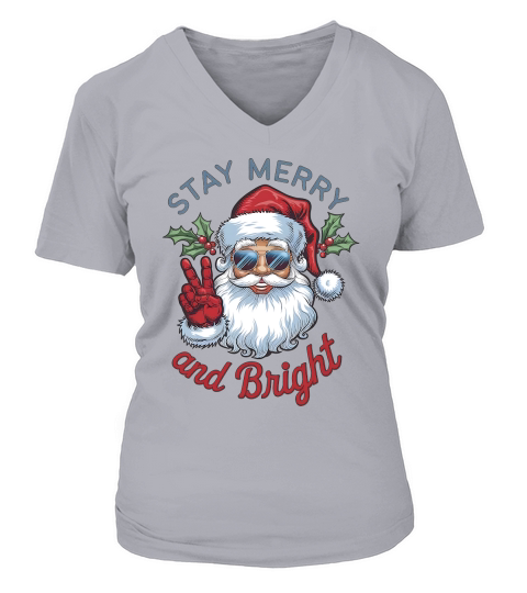 STAY MERRY and bright V-neck T-Shirt Woman