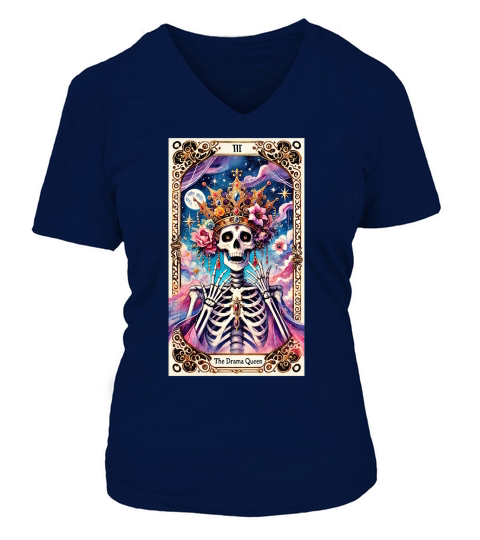The Drama Queen Tarot Card 6 V-neck T-Shirt Woman