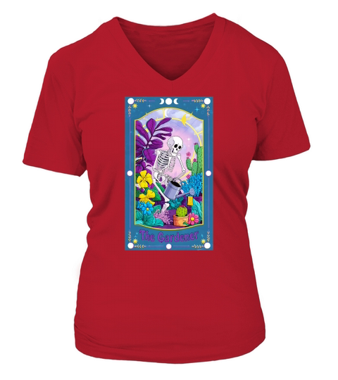 The Gardener Skeleton Watering Plants V-neck T-Shirt Woman
