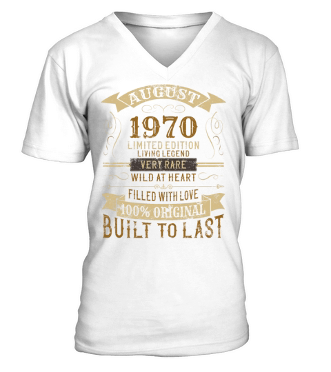 August 1970 50th Birthday Vintage Limited Edition V-Neck T-shirt