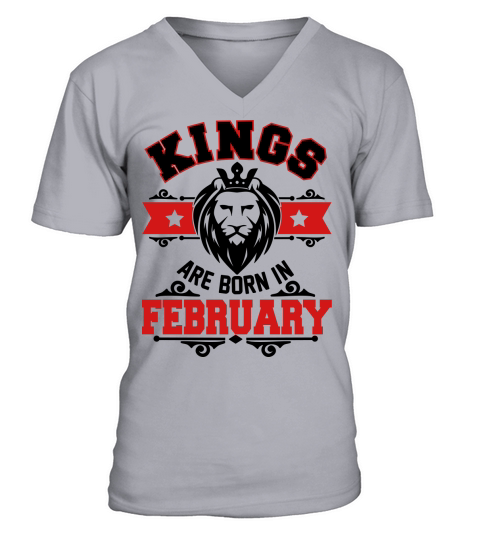 kings are born in lion february V-Neck T-shirt