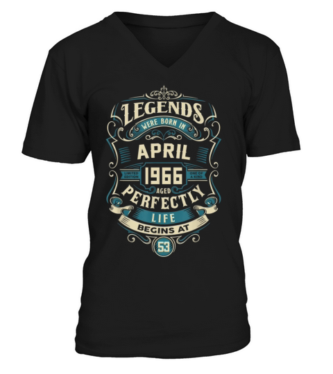 Retro Vintage April 1966 birthday V-Neck T-shirt