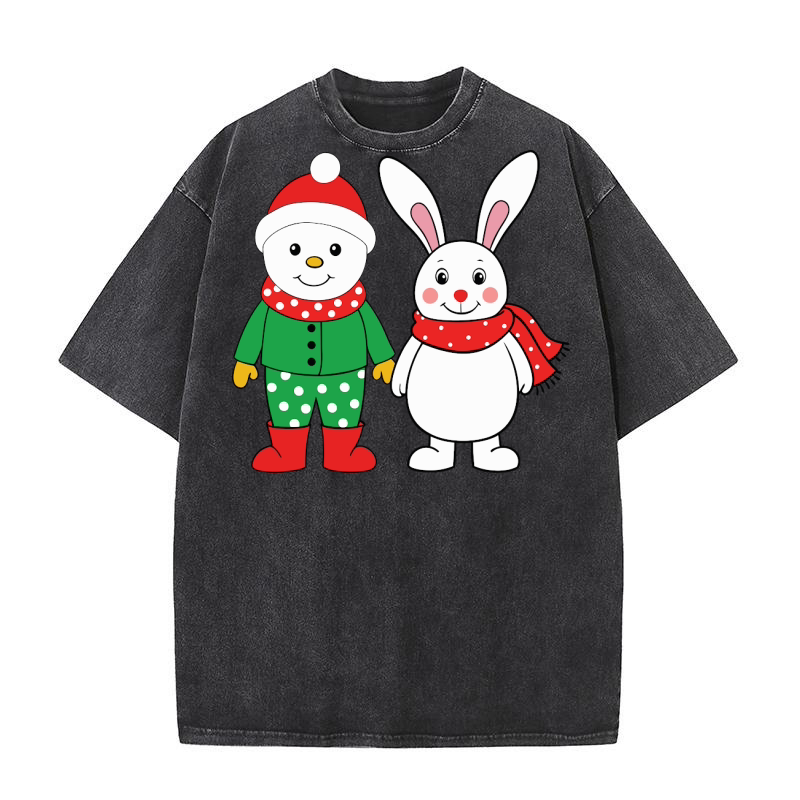 Christmas Rabbit 13 Washed T-Shirt