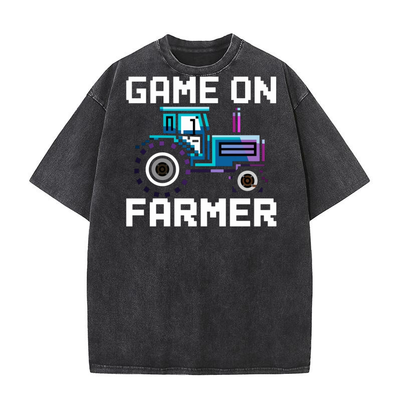 Game On Farmer Tractor Washed T-Shirt