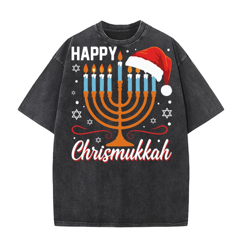 HAPPY CHRISMUKKAH 1.01 Washed T-Shirt