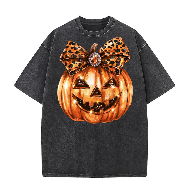 leopard glitter pumpkin Washed T-Shirt