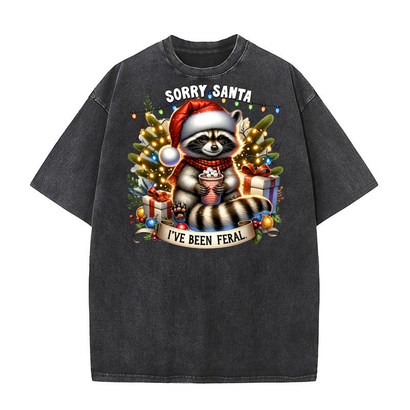 Sorry santa Ive been feral 09 Washed T-Shirt