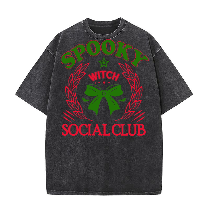 Spooky Witch Social Club 4 Washed T-Shirt