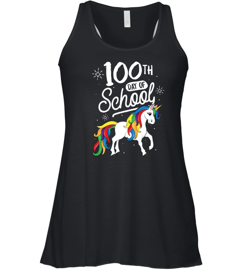 100 Days of School Unicorn TShirt for Girls Women's Flowy Tank Top