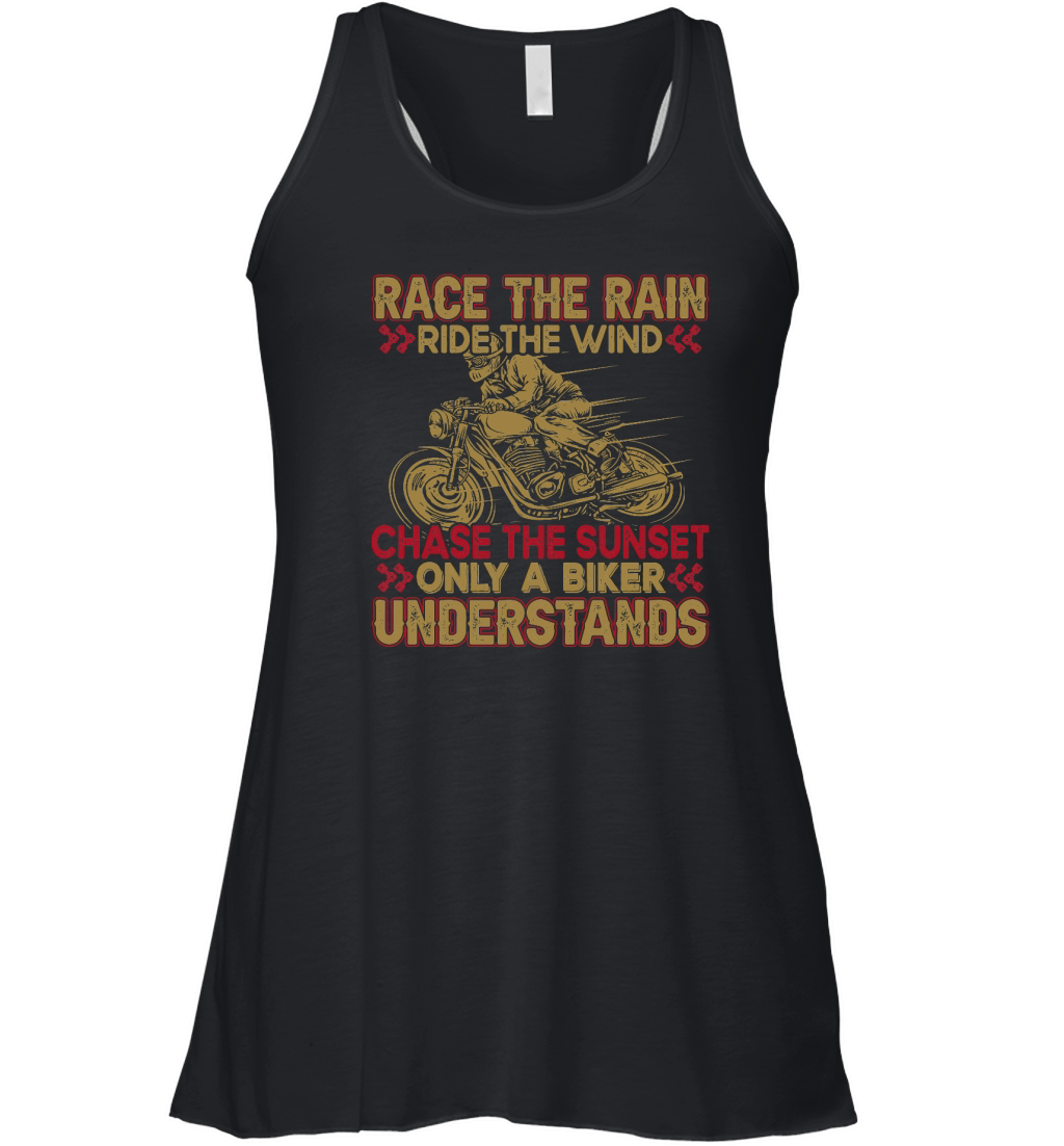 Race the Rain, Ride the Wind Motorbike Women's Flowy Tank Top