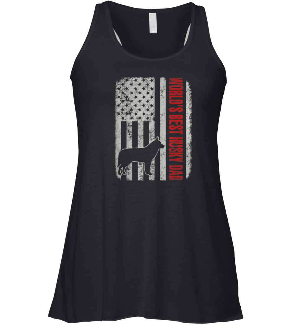 World’s Best Husky Dad American Flag shirt Women's Flowy Tank Top