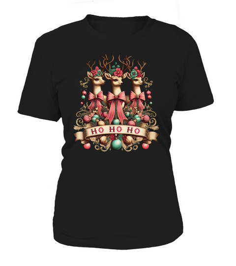 Whimsical Pink Christmas Deer Women's T-Shirt