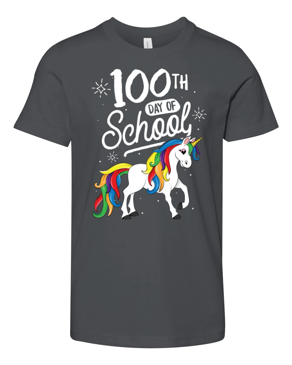 100 Days of School Unicorn TShirt for Girls Youth Unisex Jersey Tee