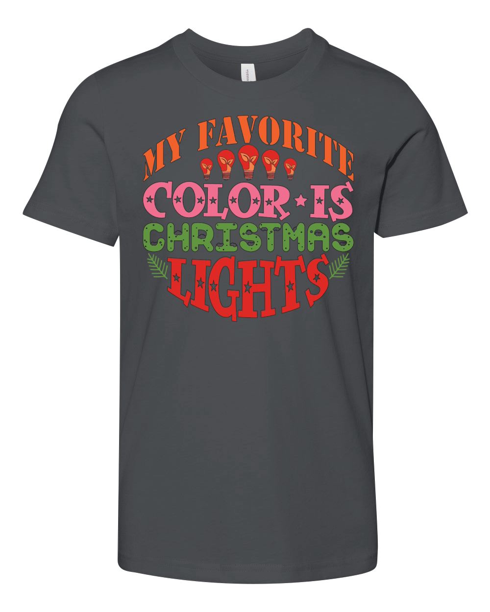 My Favorite Color is Christmas Lights Youth Unisex Jersey Tee
