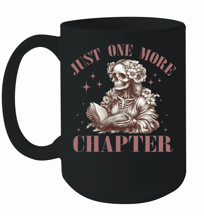 Just One More Chapter Skeleton Book PNG Ceramic Mug