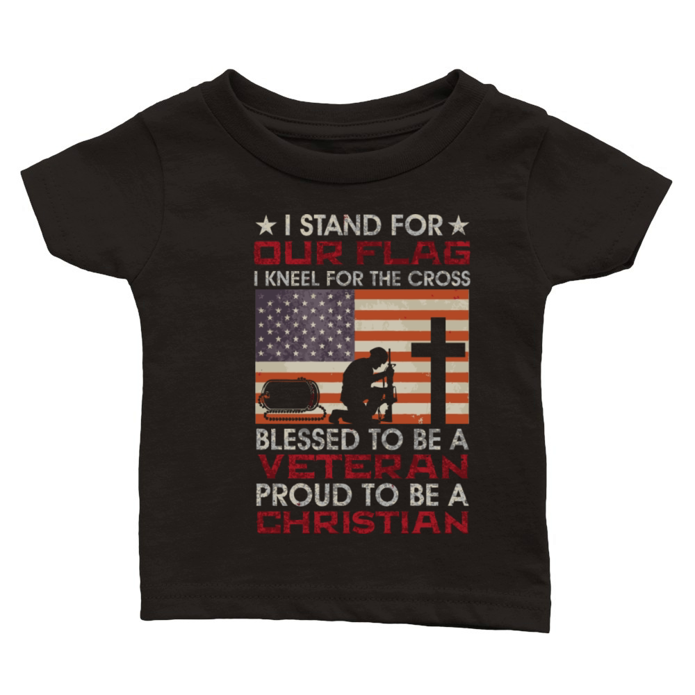 I Stand For Our Flag I Kneel For The Cross Proud V Classic Baby Crewneck T-shirt