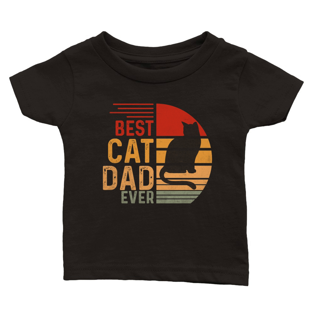 Vintage Best Cat Dad Ever Retro Classic Baby Crewneck T-shirt