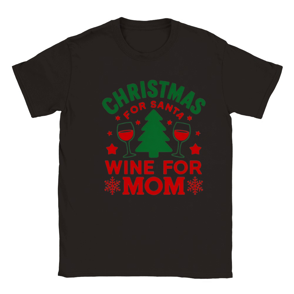 Christmas For Santa Wine For Mom Classic Kids Crewneck T-shirt