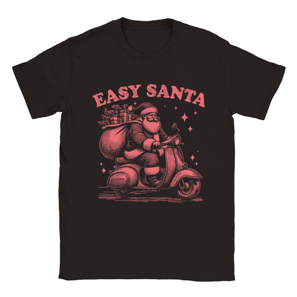 Easy Santa Riding Scooter D Red Classic Kids Crewneck T-shirt