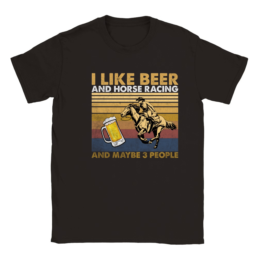 I Like Beer And Horse Racing And Maybe 3 People Vintage Classic Kids Crewneck T-shirt
