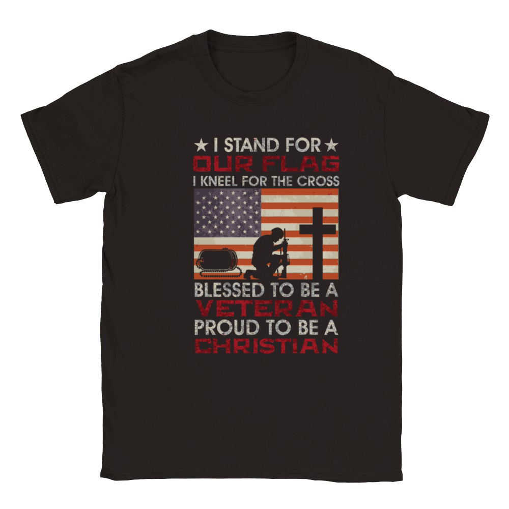 I Stand For Our Flag I Kneel For The Cross Proud V Classic Kids Crewneck T-shirt