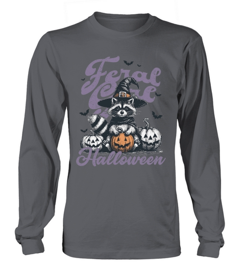 Feral Girl Halloween Raccoon Pumpkin v2 Long sleeved Unisex