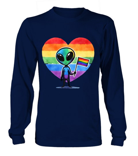 Rainbow Alien Heart Art Long sleeved Unisex