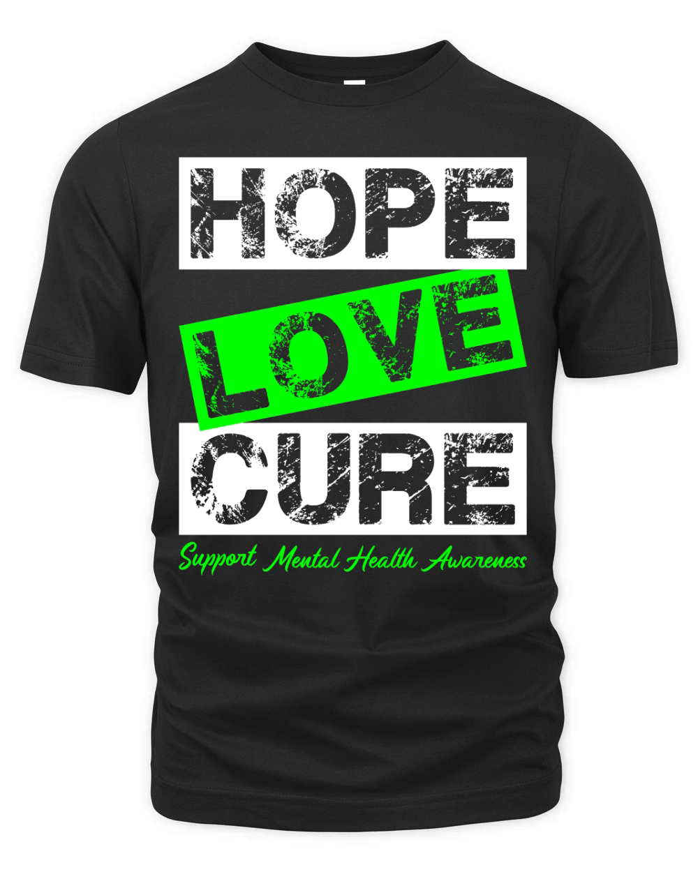 Hope Love Cure Support Mental Health Awareness Organic Unisex T-shirt