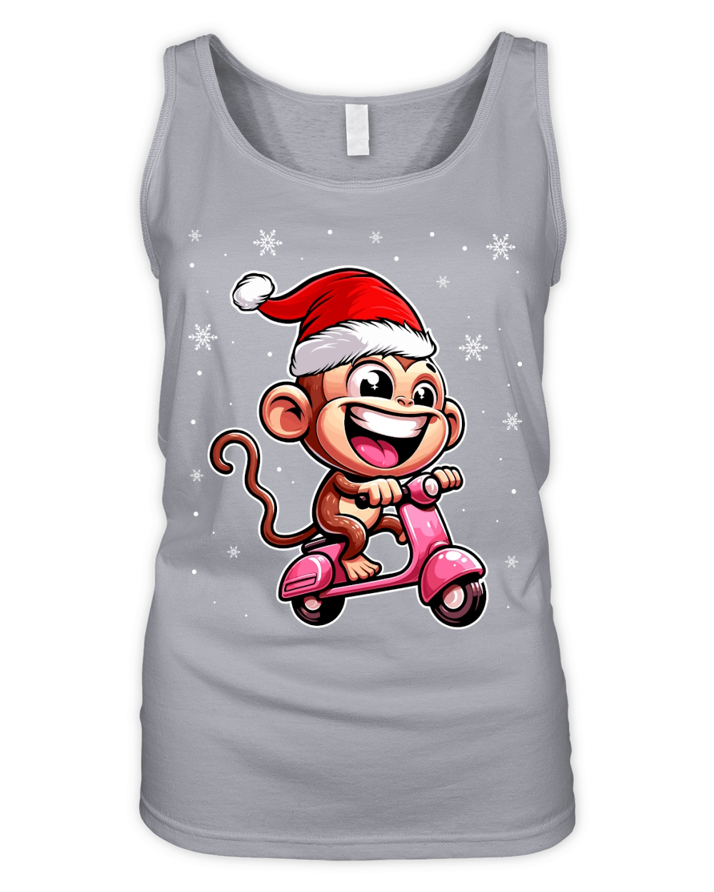 adorable monkey Riding Scooter wearing santa hat 1 Organic Women's Tank Top