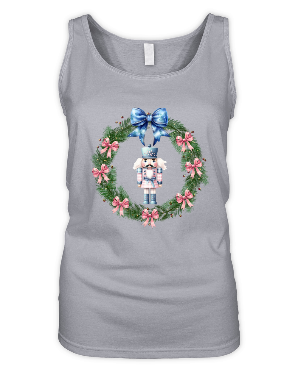 Blue Christmas Floral Nutcracker Organic Women's Tank Top