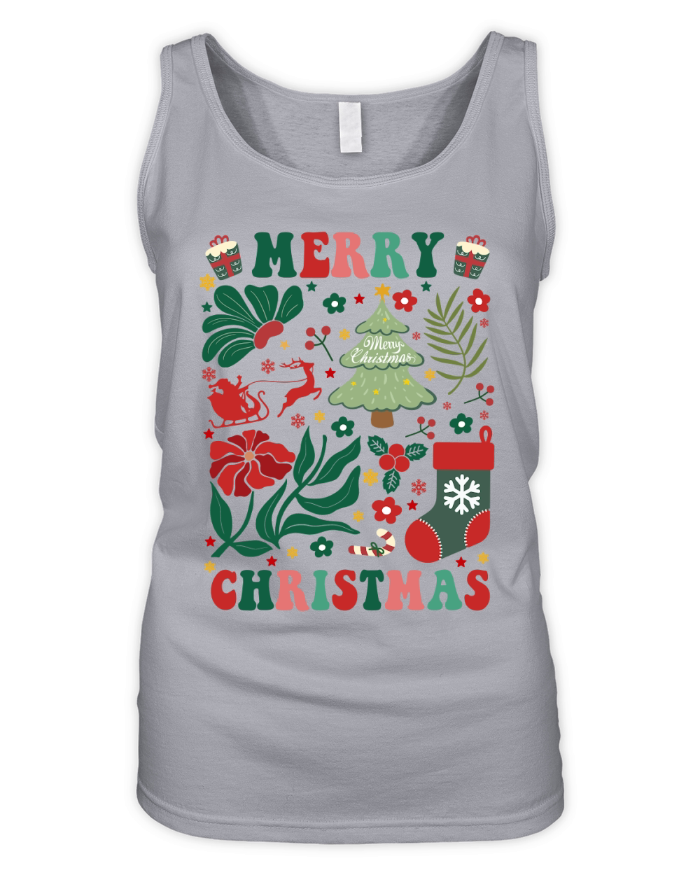Boho Floral Merry Christmas 8 Organic Women's Tank Top