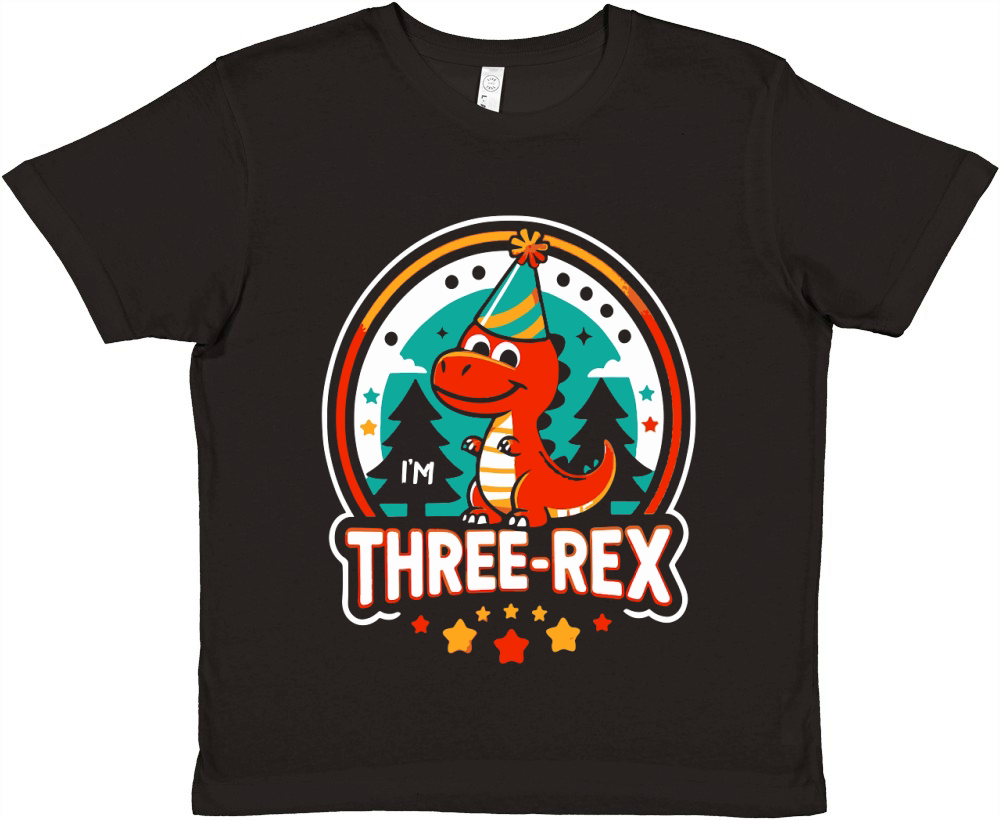 3 Rex Girl Three Rex Birthday Premium Kids Crewneck T-shirt