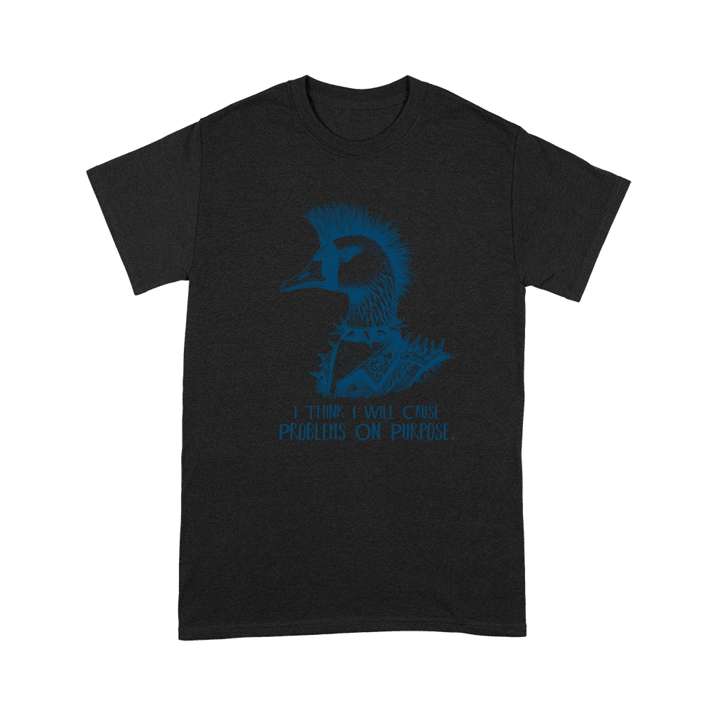 Goose Punk Problem On Purpose L Blue Premium T-shirt