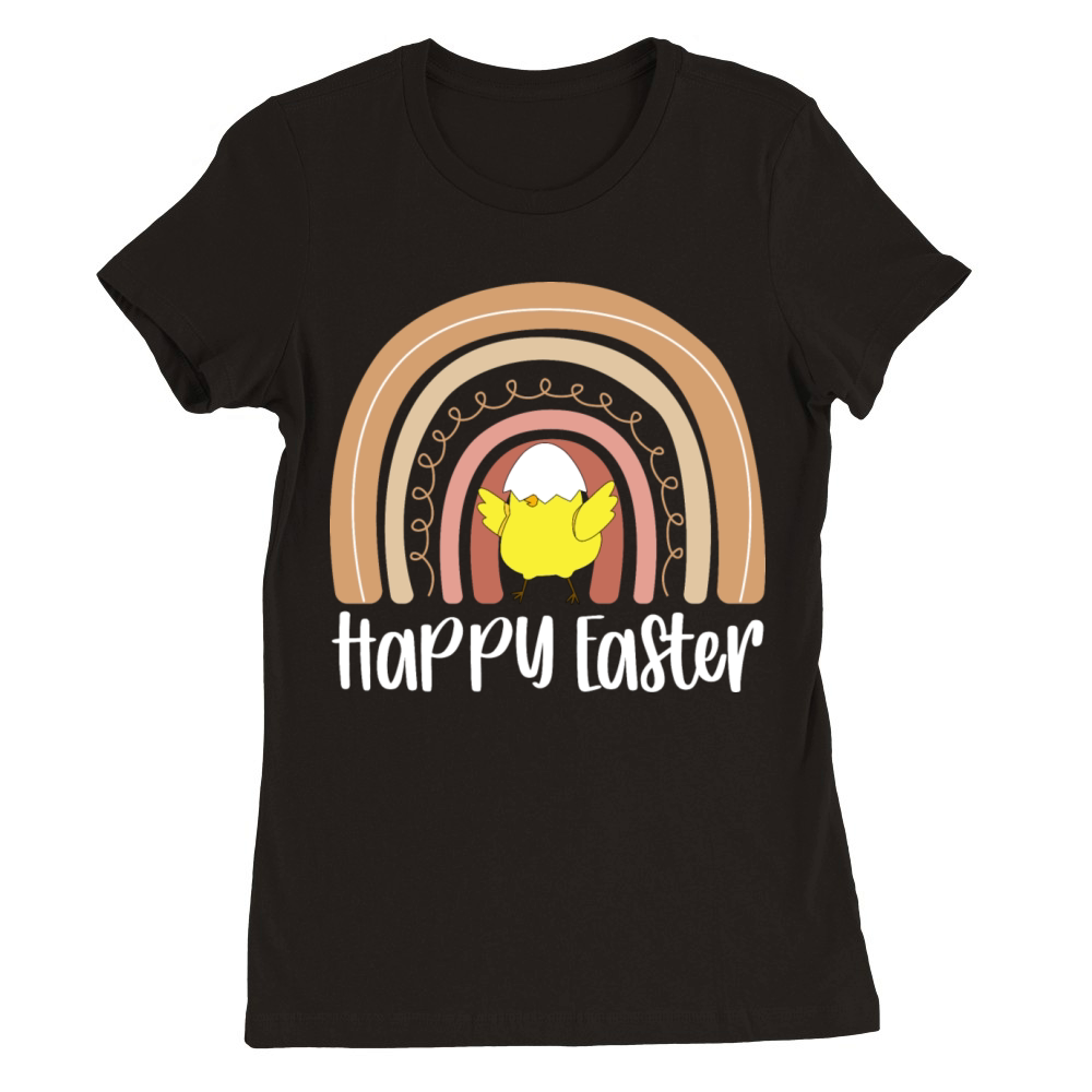 Happy Easter Boho Rainbow Funny Chicks Premium Womens Crewneck T-shirt