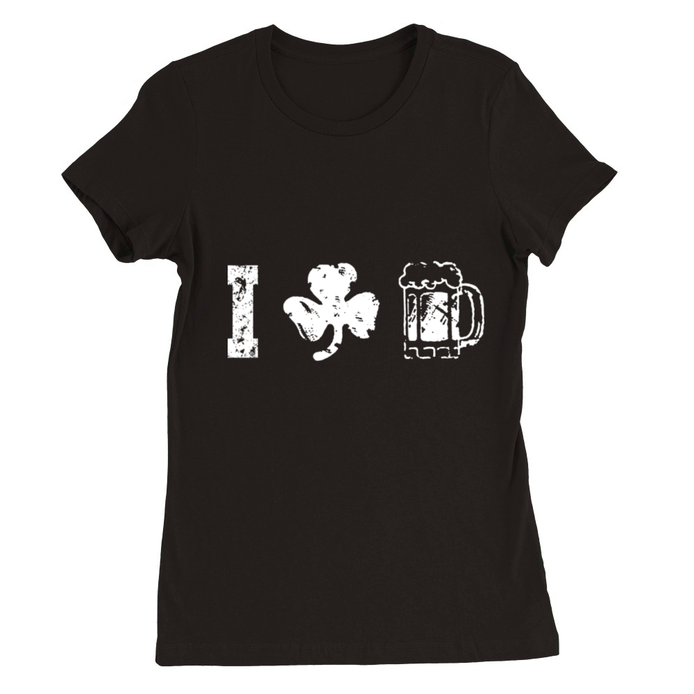 I Irish Beer Tshirt - Saint Patrick Gift Premium Womens Crewneck T-shirt