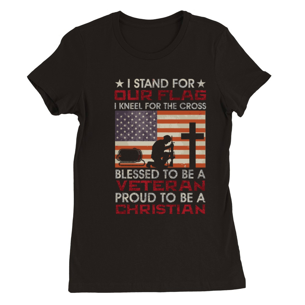 I Stand For Our Flag I Kneel For The Cross Proud V Premium Womens Crewneck T-shirt