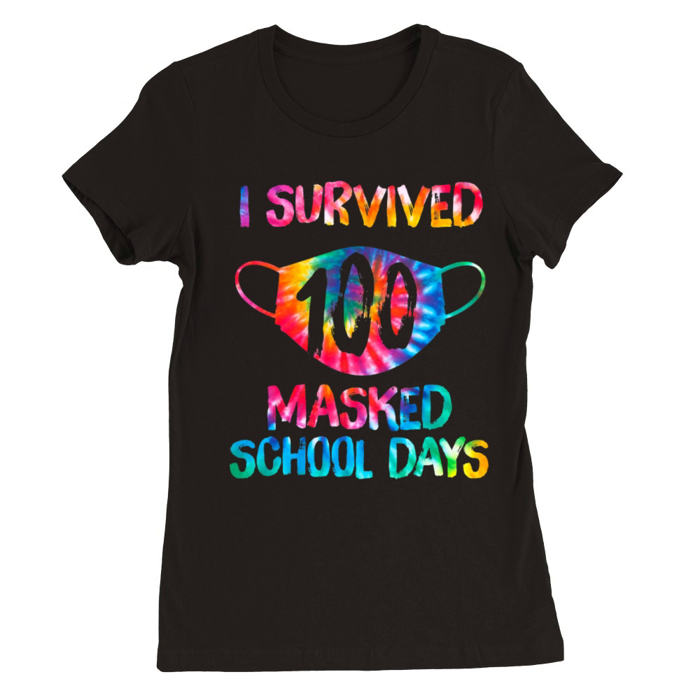 Tie Dye Mask I Survived 100 Masked School Days Premium Womens Crewneck T-shirt