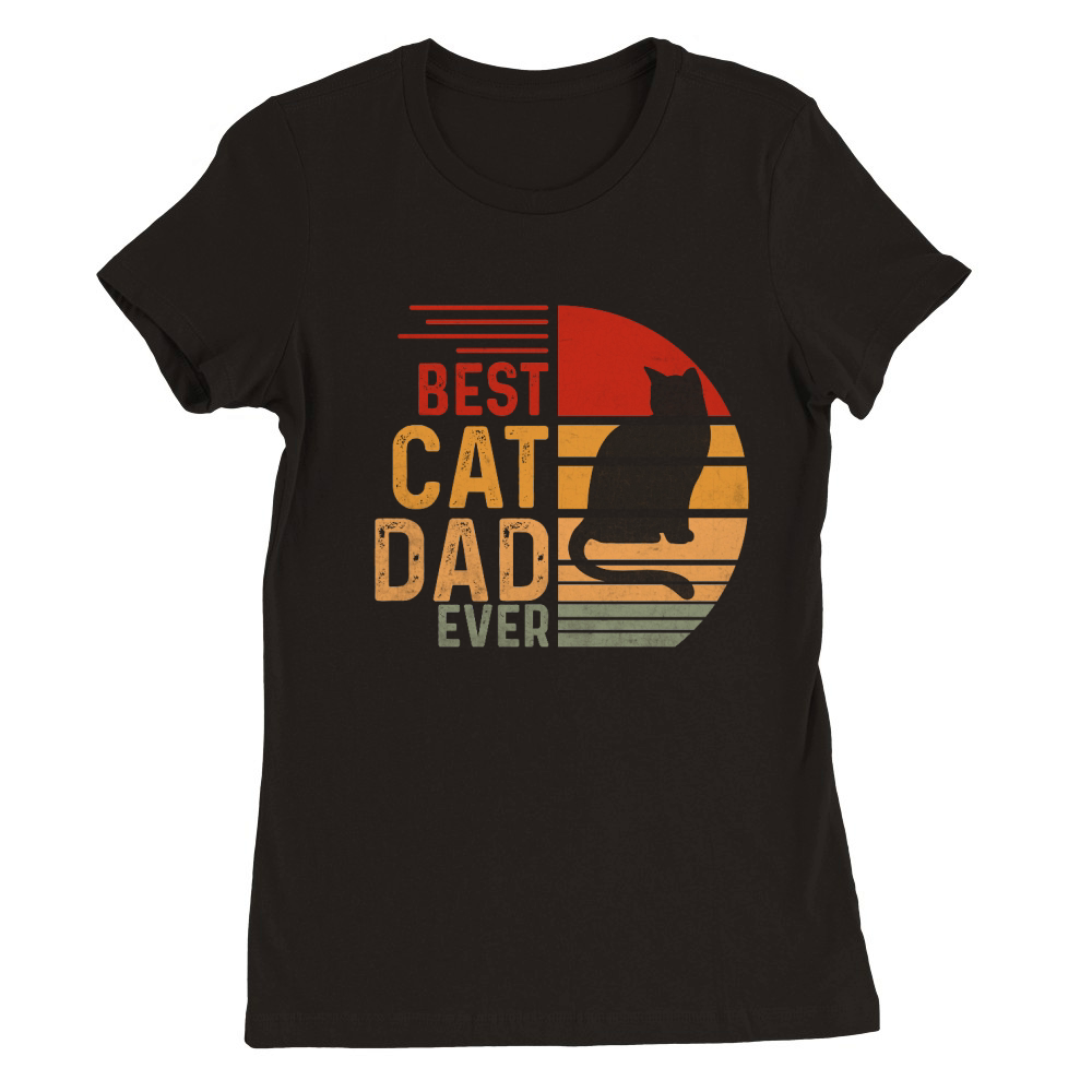 Vintage Best Cat Dad Ever Retro Premium Womens Crewneck T-shirt