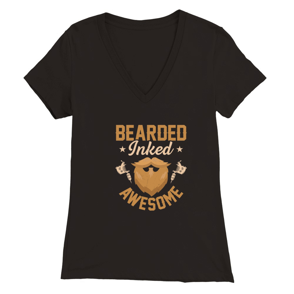 Bearded Inked Awesome Premium Womens V-Neck T-shirt