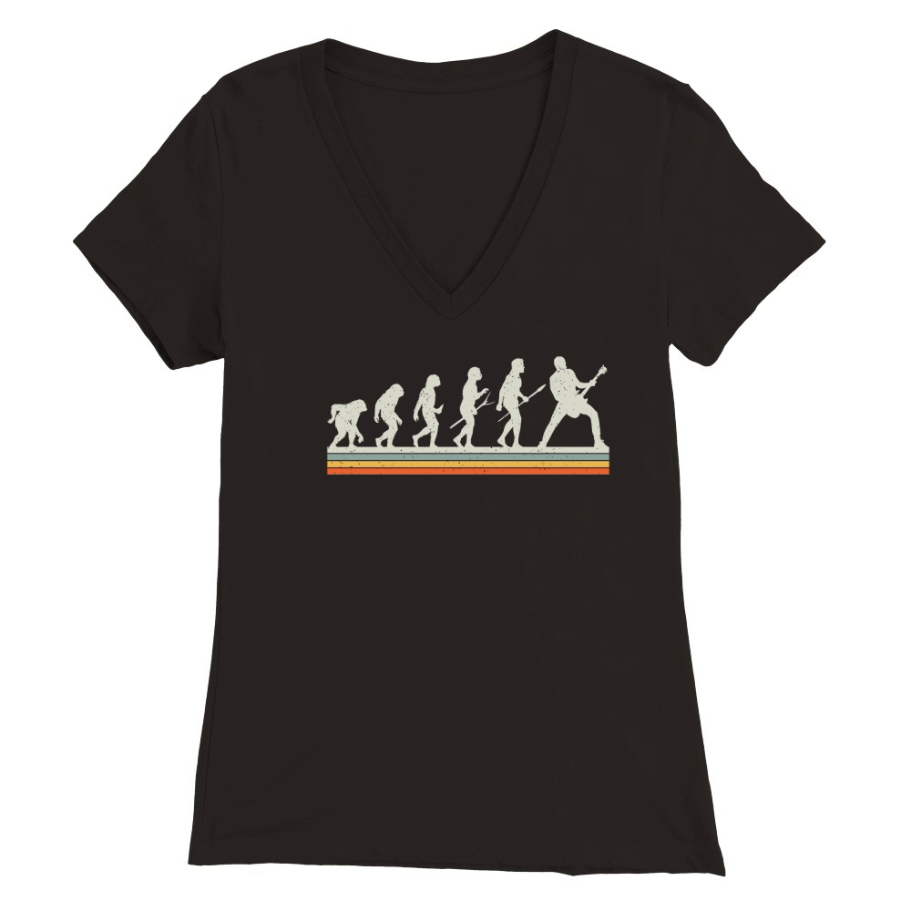 Guitar Player Evolution Funny Guitarist Vintage Premium Womens V-Neck T-shirt