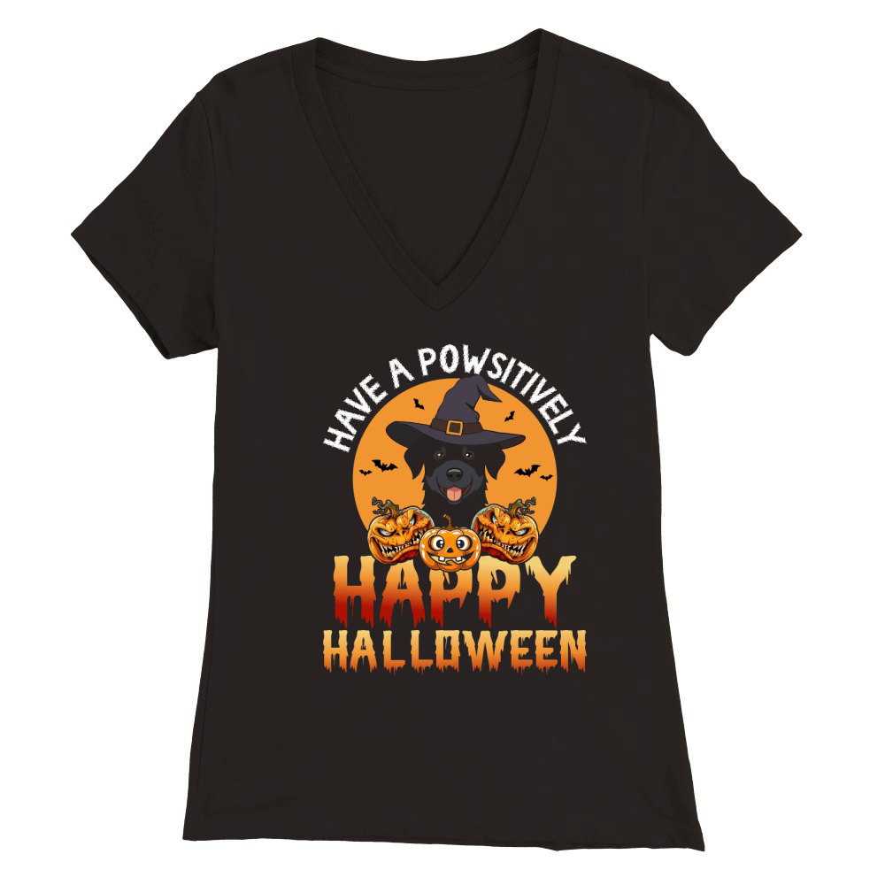 Have A Powsitively  Happy Halloween Premium Womens V-Neck T-shirt