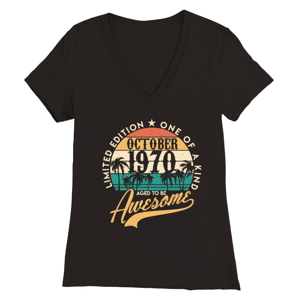 October 1970 birthday gifts for men women Vintage Premium Womens V-Neck T-shirt