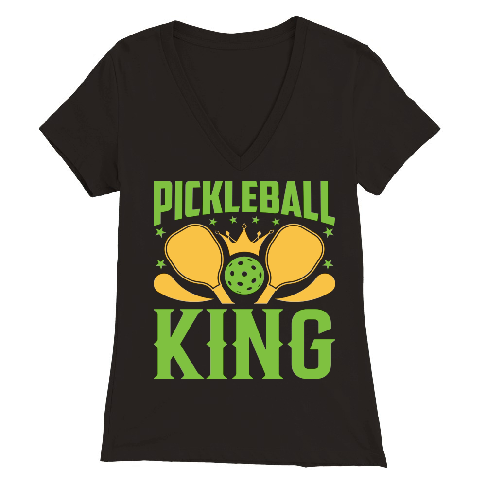 Pickleball King 04 Premium Womens V-Neck T-shirt