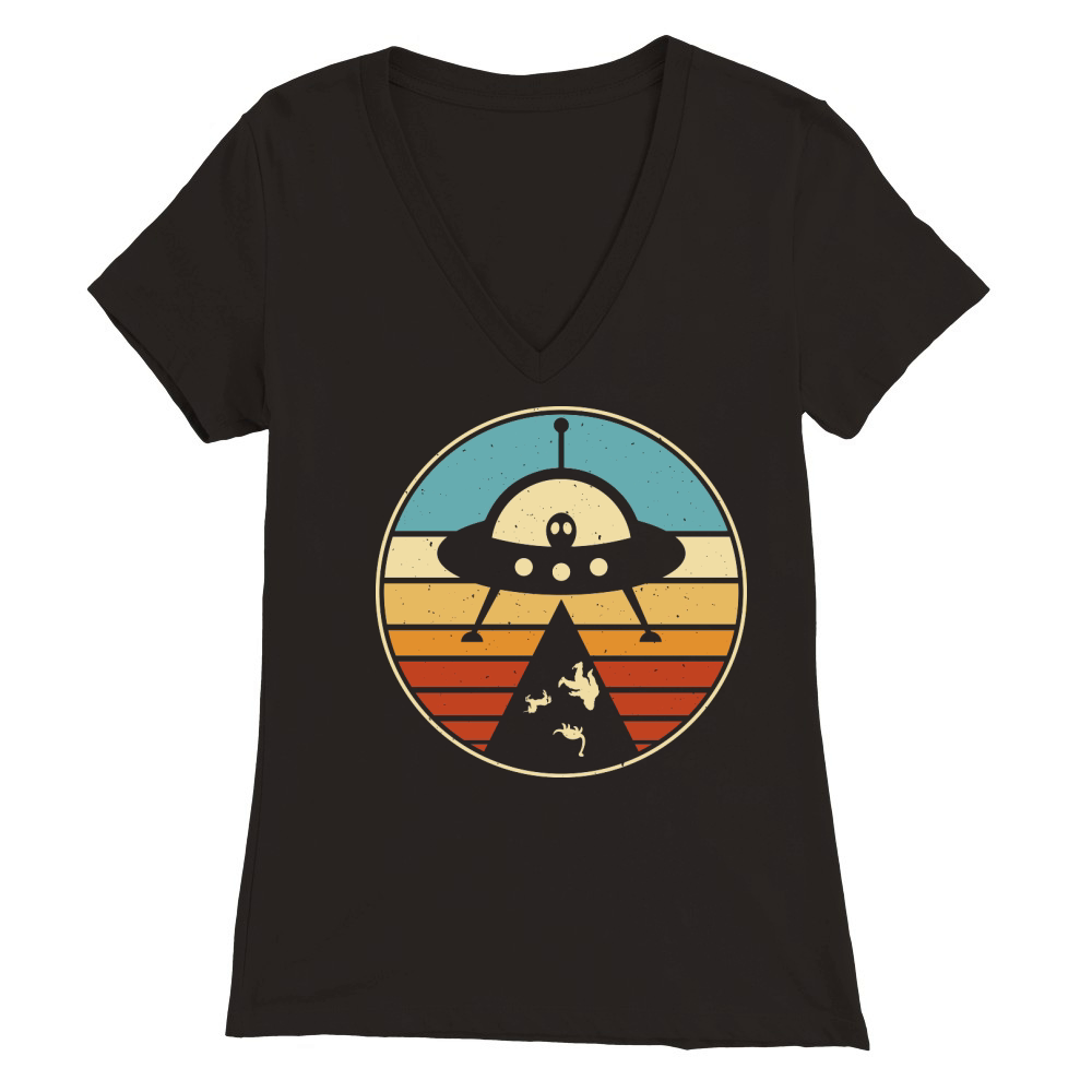 Vintage UFO Alien 20 Premium Womens V-Neck T-shirt