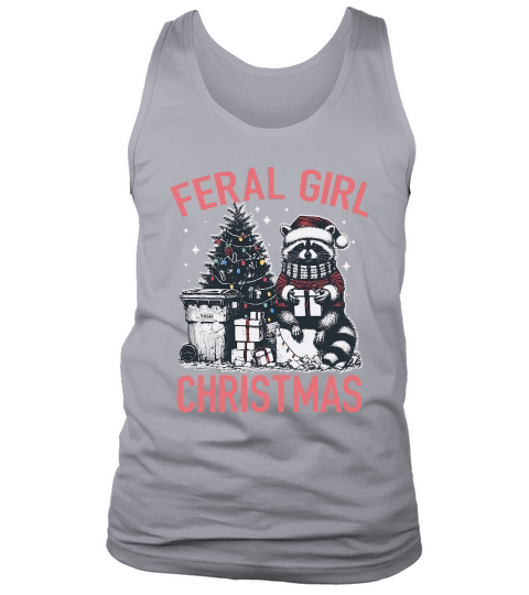 Feral Girl Christmas Raccoon D Color Red2 Tank Top Unisex