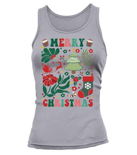 Boho Floral Merry Christmas 8 Tank top Woman